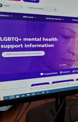 Computer monitor showing information on another support group