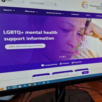 Computer monitor showing informtion on a suport group