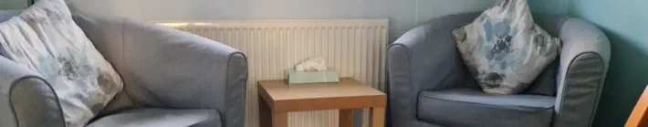 counselling room with two armchairs